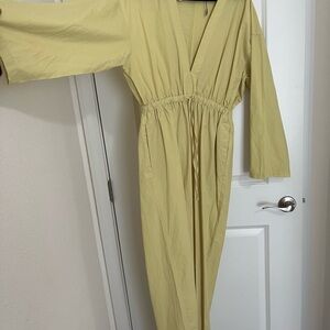 Zara Light Yellow Long Sleeve Jumpsuit